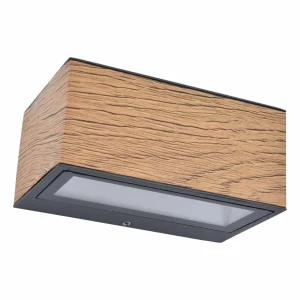 Best Sale Applique d’extérieur LED Gemini aspect bois, 14 cm Éclairage Extérieur Professionnel