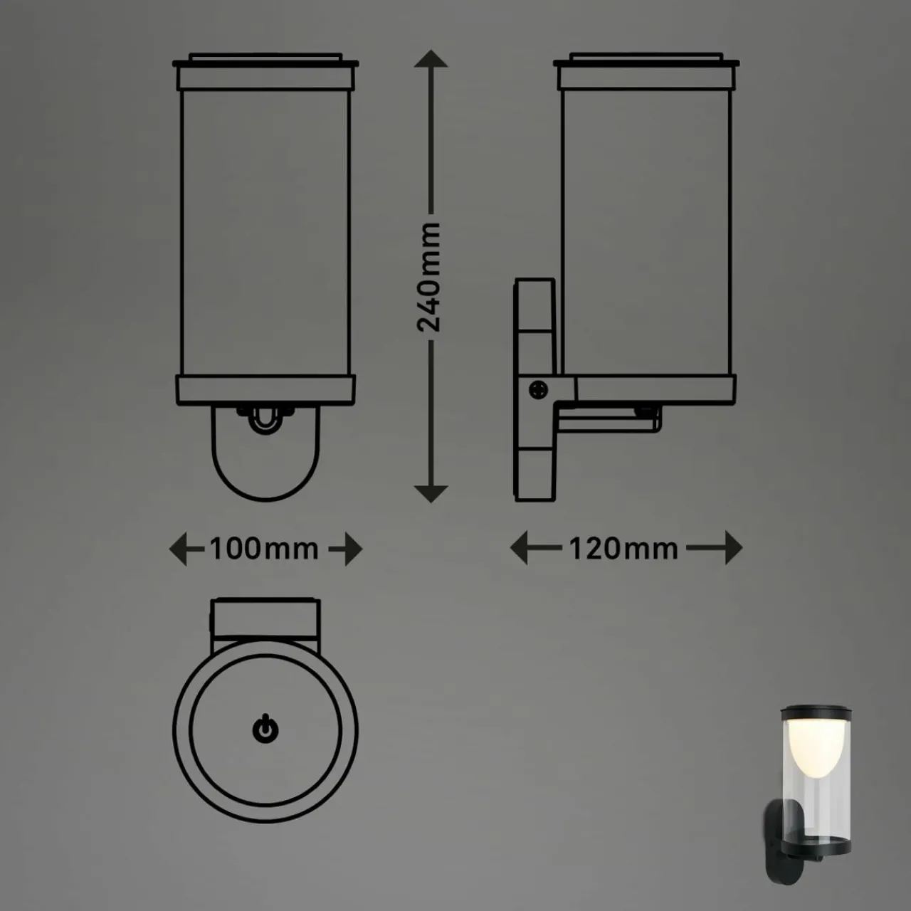 applique_dextrieur_led_rechargeable__noir_variateur_tactile_2.webp Cheap Applique d'extérieur LED rechargeable 3930015, noir, variateur tactile Éclairage Extérieur Professionnel