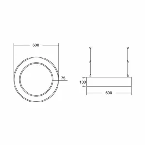 Online Biro Circle Ring10 up/down Ø 60 cm DALI noir 830 Éclairage De Magasins
