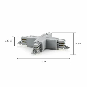 Discount Connecteur en X pour rail triphasé Noa, gris Éclairage De Magasins