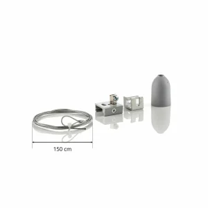 Outlet Kit de suspension rail triphasé Noa, 150 cm gris Éclairage De Magasins