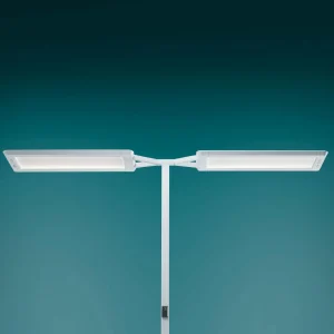 Hot Lampadaire LED Yara.double CCT, BT, PIR, argenté Éclairage De Bureau