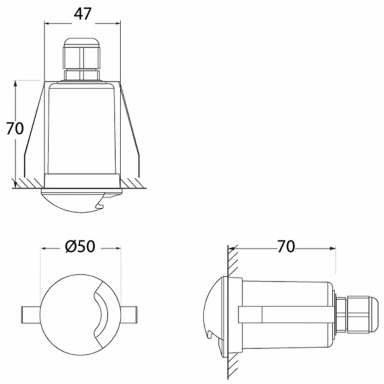 lampe_encastrable_teresa_l_noiregivre_k_4.webp Store Lampe encastrable Teresa 1L noire/givrée 3 000 K Éclairage Extérieur Professionnel