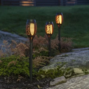 Store Lampe solaire LED Flame Mini en lot de 3 Éclairage Extérieur Professionnel