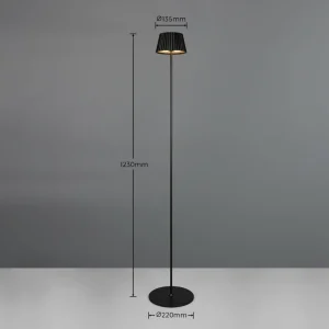 Store Lampe sur pied LED rechargeable Suarez, noir, hauteur 123 cm, métal Éclairage Extérieur Professionnel