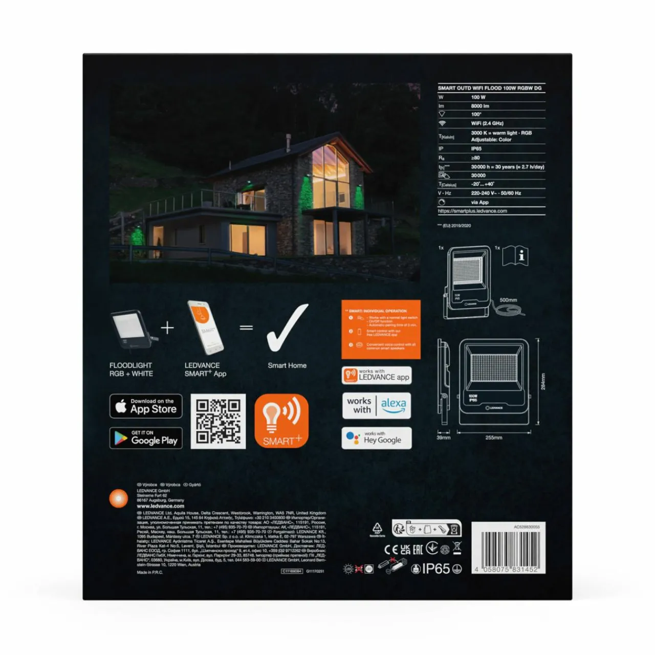 ledvance_smart_wifi_floodlight_rgbw_noir_w_3.webp Store WiFi Floodlight, RGBW noir 100W Éclairage Extérieur Professionnel