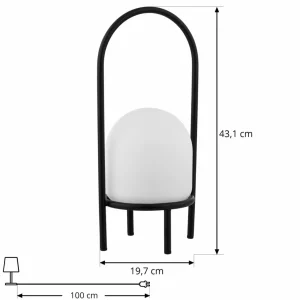 Store Eleia luminaire de terrasse LED, noir, métal, batterie rechargeable Éclairage Extérieur Professionnel