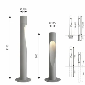 Outlet Flindt borne pas de terre 110 cm alu Éclairage Extérieur Professionnel