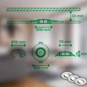 Best Sale Luminaire encastrable LED Kulana A, chrome mat, 4000K, set de 3 pièces Éclairage De Bureau