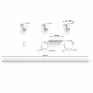 Outlet Perifo système sur rail 3x spots blanc Éclairage De Bureau