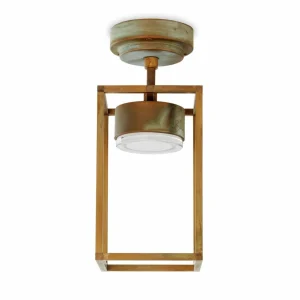 Store Plafonnier LED Cubic 3373 laiton ancien/opale Éclairage Extérieur Professionnel
