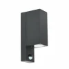 Outlet applique d'extérieur Tetje, noir, angulaire, capteur Éclairage Extérieur Professionnel