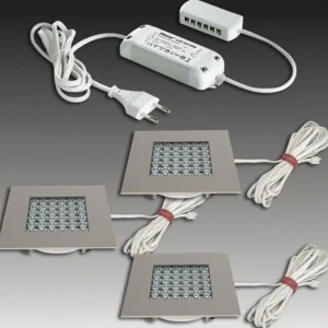 Outlet Set de 3 spots encastrés LED Q 68 aspect inox Éclairage De Bureau